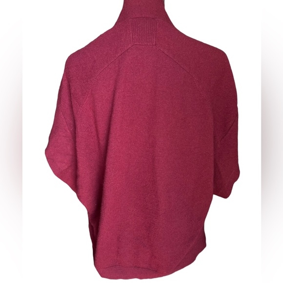 Nordstrom 100% cashmere open short sleeve burgundy red cardigan sz S/M